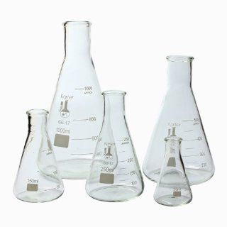 213B2 Karter Scientific Glass Erlenmeyer Flask 5 Piece Set 50, 150, 250, 500, & 1000ml