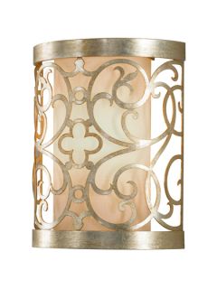Arabesque 1 Bulb Silver Leaf Patina Wall Sconce by Murray Feiss