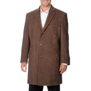 Pronto Moda Mens Ram Light Brown Herringbone Cashmere Blend Top Coat