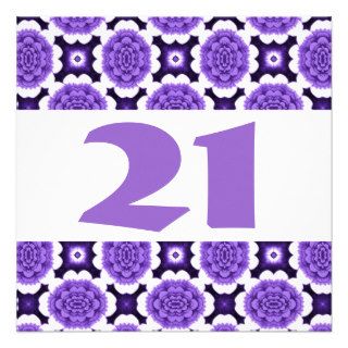 21st Birthday Party Festive Purple Star Flowers Invitation