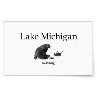 Lake Michigan Ice Fishing Rectangle Sticker