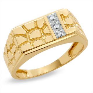Mens Diamond Accent Rectangle Nugget Ring in 10K Gold   Zales