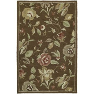 Hand tufted Lawrence Brown Floral Wool Rug (5 X 79)