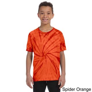 Tie dye Youth Cotton Tie dyed T shirt Orange Size L (14 16)