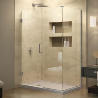 Dreamline Unidoor Plus 30.375   34.375 In. D X 52 In. W Frameless Hinged Shower Enclosure, Clear Glass