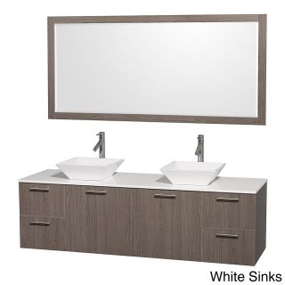 Amare Grey Oak 72 inch Double Bath Vanity And 70 inch Mirror