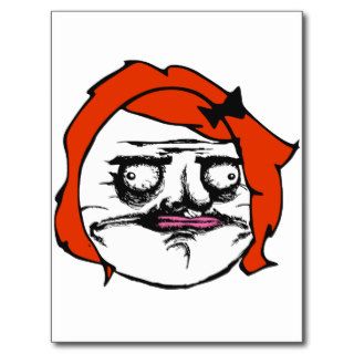 Red Female Me Gusta Comic Rage Face Meme Post Cards