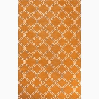Handmade Orange/ Ivory Wool/ Art Silk Durable Rug (2 X 3)