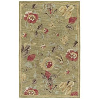 Lawrence Light Olive Floral Hand tufted Wool Rug (50 X 79)