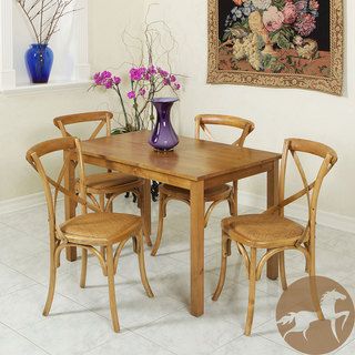 Christopher Knight Home Natural Rectangular Table with 4 Brown Cross Back Chairs Christopher Knight Home Dining Sets