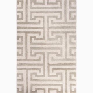 Handmade Ivory/ Gray Geometric pattern Wool/ Art Silk Area Rug (36 X 56)