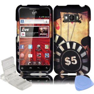 Black Red Ace Poker with Black & White Cheaps Gamble Design Rubberized Snap on Hard Plastic Cover Faceplate Case for LG Optimus Elite LS696 + Screen Protector Film + Mini Adjustable Phone Stand Cell Phones & Accessories