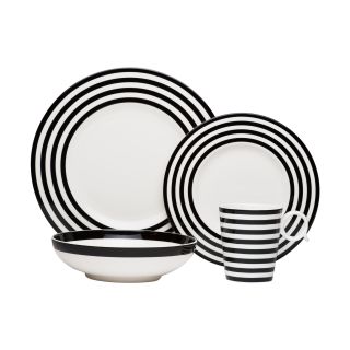 Red Vanilla Freshness Lines Black 4 piece Place Setting