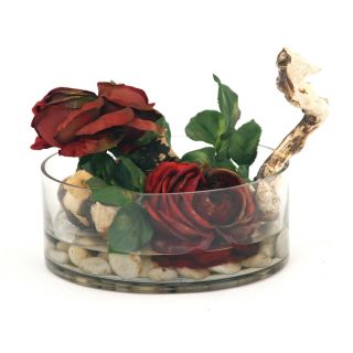 9 inch Glass Red Rose Bowl