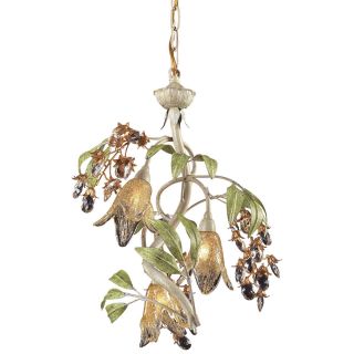 Huraco 3 light Amber Glass And Crystal Floral Chandelier