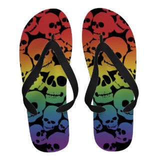 Rainbow Skull Pile Flip Flops
