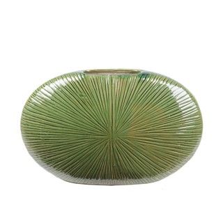 Privilege Small Flat Ceramic Green Vase