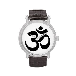 Simple Black Om Symbol Yoga Meditation Zen Wristwatch
