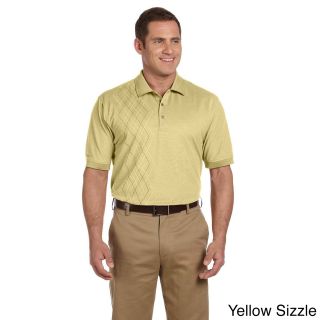 Izod Izod Mens Performance Oxford Pique Argyle Shirt Yellow Size XXL
