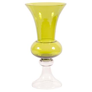 Green Hand blown Trumpet Glass Vase (tall)