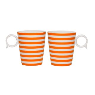 Red Vanilla Freshness Lines 12 ounce Orange Mug (set Of 2)