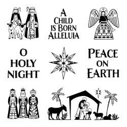 Inkadinkado Christmas Inchie Clear Stamps 4 X5.125 Sheet   Holy Night
