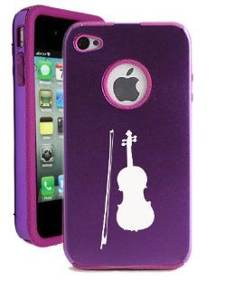 SudysAccessories Violin iPhone 4 Case iPhone 4S Case   MetalTouch Purple Aluminium Shell With Silicone Inner Protective Designer Case Cell Phones & Accessories