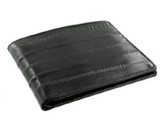 MWE703 BK Eel Skin Leather Credit Card Holder Black Wallet at  Mens Clothing store