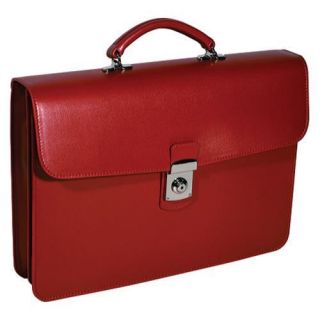 Royce Leather Kensington Single Gusset Briefcase Red