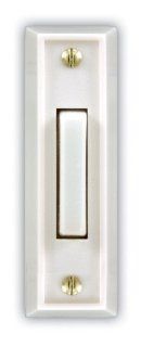 Heath Zenith 715W 1 Wired Door Chime Push Button, White with White Lighted Center Bar   Doorbell Push Buttons  