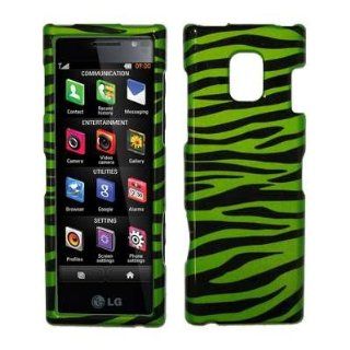 Neon Green and Black Zebra Stripes Design Snap On Cover Hard Case Cell Phone Protector for LG New Chocolate BL40 [Accessory Export Packaging] Cell Phones & Accessories