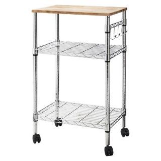 Microwave Cart Room Essentials Chrome Microwave Cart with Wood Block Top