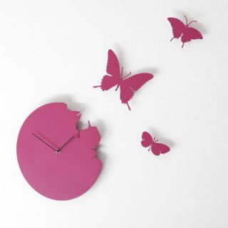 Diamantini & Domeniconi Butterfly Wall Clock 392 Color Magenta