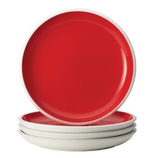 Rachael Ray Dinnerware Rise 4 piece Stoneware Dinner Plate Set, Red