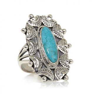 Chaco Canyon Southwest Turquoise "Fan" Sterling Silver Ring