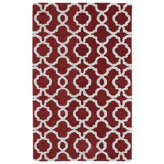 Hand tufted Cosmopolitan Trellis Red/ Ivory Wool Rug (2 X 3)