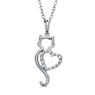 ASPCA® Tender Voices™ Diamond Accent Cat with Heart Pendant in 10K