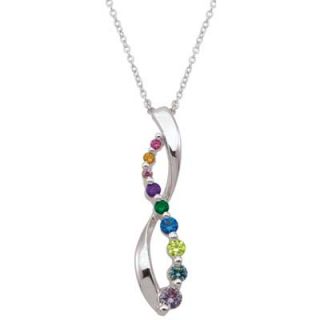 Mothers Infinity Simulated Birthstone Family Pendant in Sterling