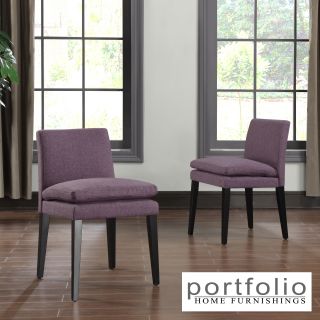 Portfolio Orion Amethyst Purple Linen Upholstered Dining Chairs (set Of 2)