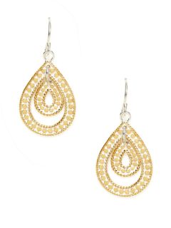Gili Two Tone Double Teardrop Earrings by Anna Beck Jewelry
