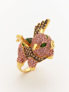 Multicolor Flying Pig Ring by Noir Jewelry