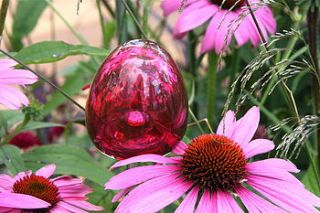 blown glass 'tulip' sculpture, colour rose by london garden trading