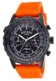 Rotary GS00106 04  Watches,Mens Chronograph Black Dial Orange Silicone, Casual Rotary Quartz Watches