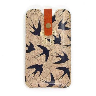 leather phone case swallows by tovi sorga