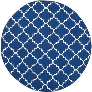 Safavieh Hand woven Moroccan Dhurries Dark Blue Wool Rug (6 Round)