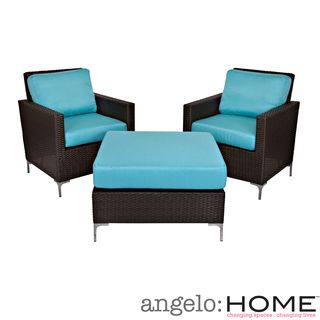 Angelohome Angelohome Napa Springs Meditreranean Ocean Blue 3 Piece Set Indoor/outdoor Resin Wicker Blue Size 3 Piece Sets