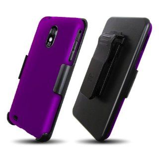 3 in 1 Screen Protector Cover Case Combo Holster w/ Kickstand for Samsung Epic Touch 4G (SPH D710)   Purple Cell Phones & Accessories