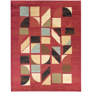 Dark Red Abstract Area Rug (53 X 7)