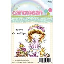 Candibean Unmounted Rubber Stamp 3.25 X3.421   Pennys Cupcake Wagon