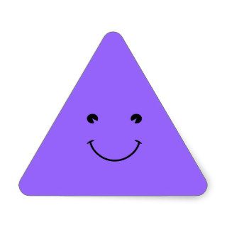 Blue Violet Smiley Face Triangle Stickers